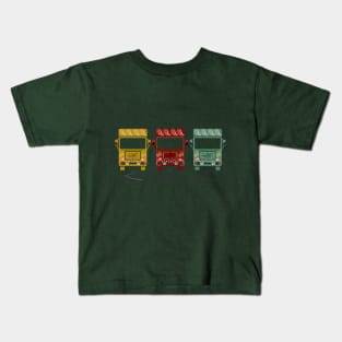 Yellow Red Green truck art motif illustration with paisley design pattern Kids T-Shirt